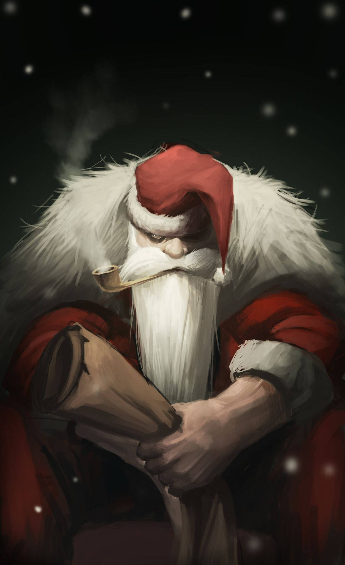 Evil Santa Pipe Smoking Background