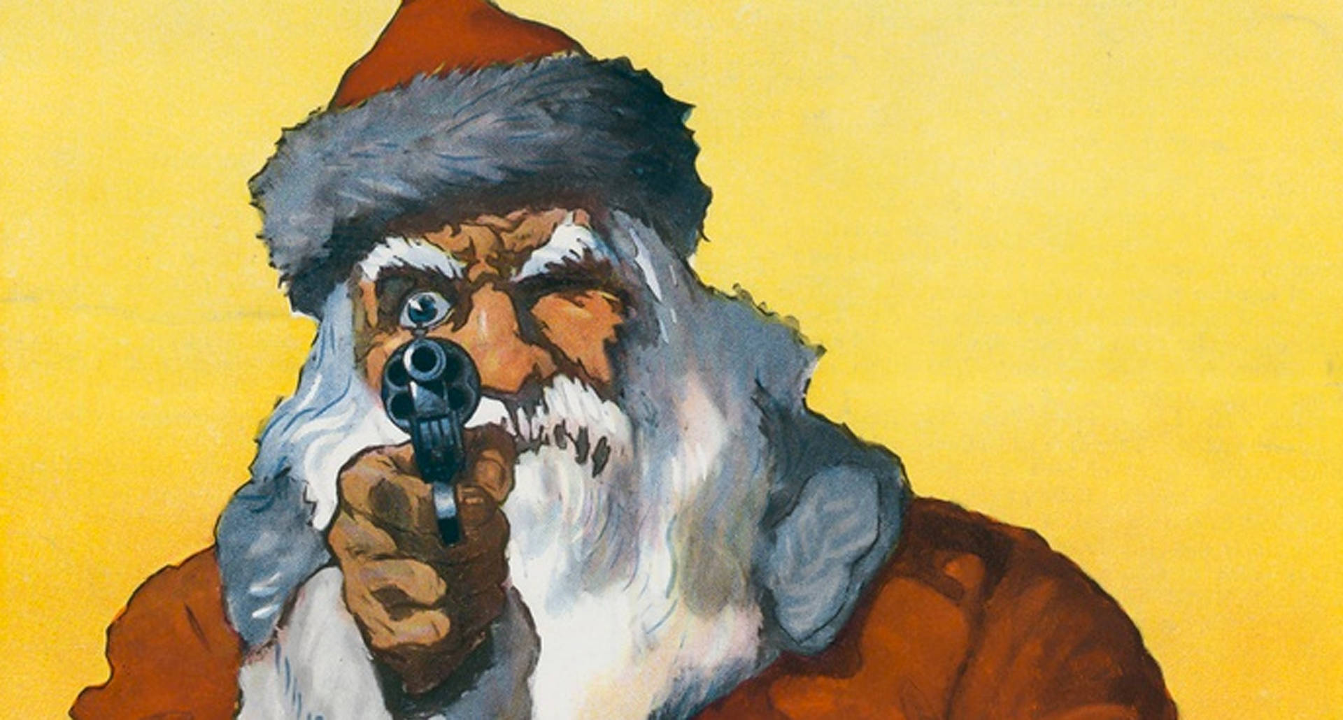 Evil Santa Points A Gun Background