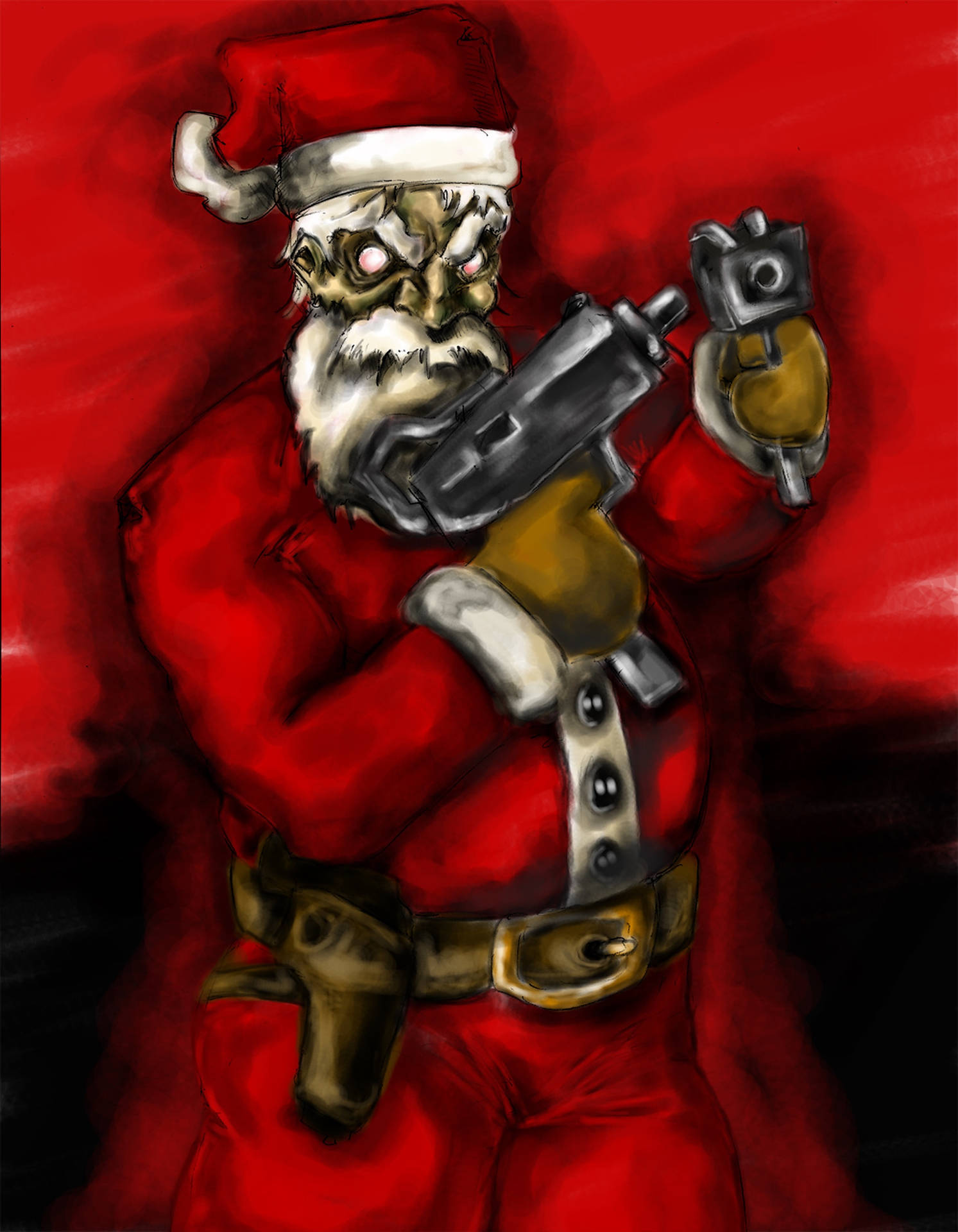 Evil Santa With Pistols Background