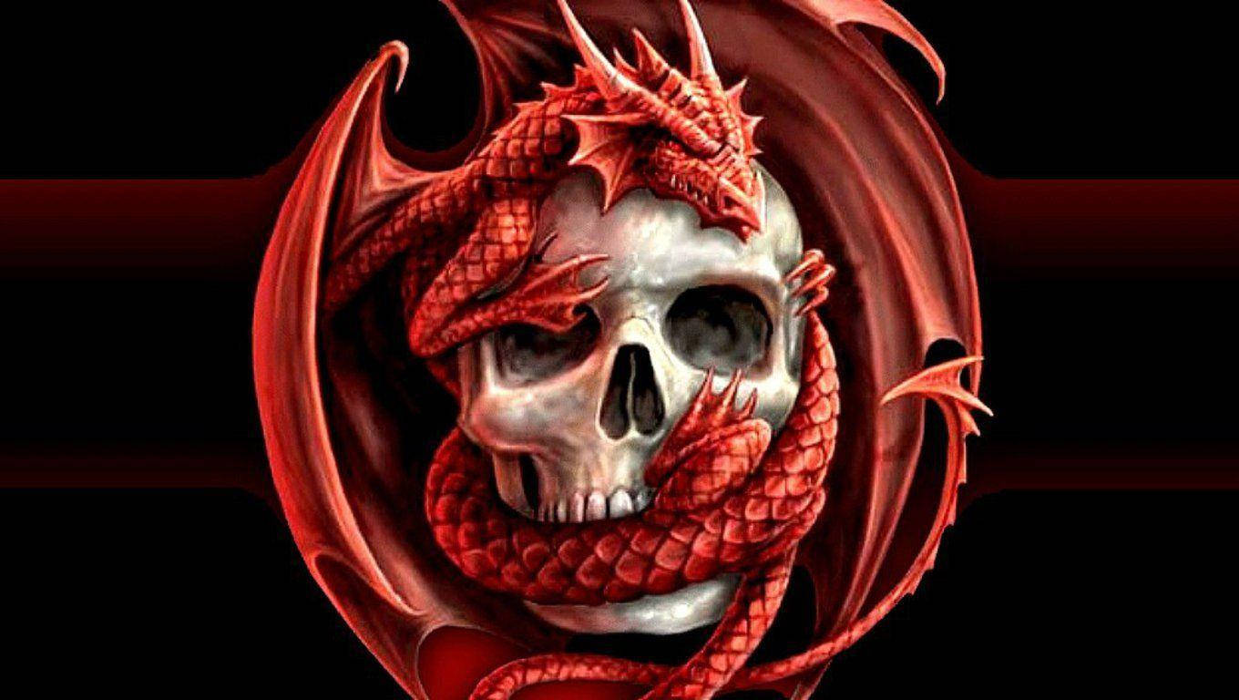 Evil Skull Eaten Dragon Background