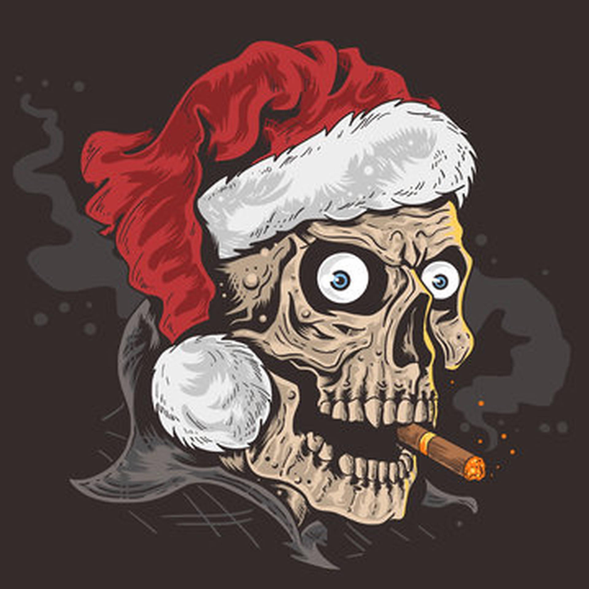 Evil Skull With Santa’s Hat Background