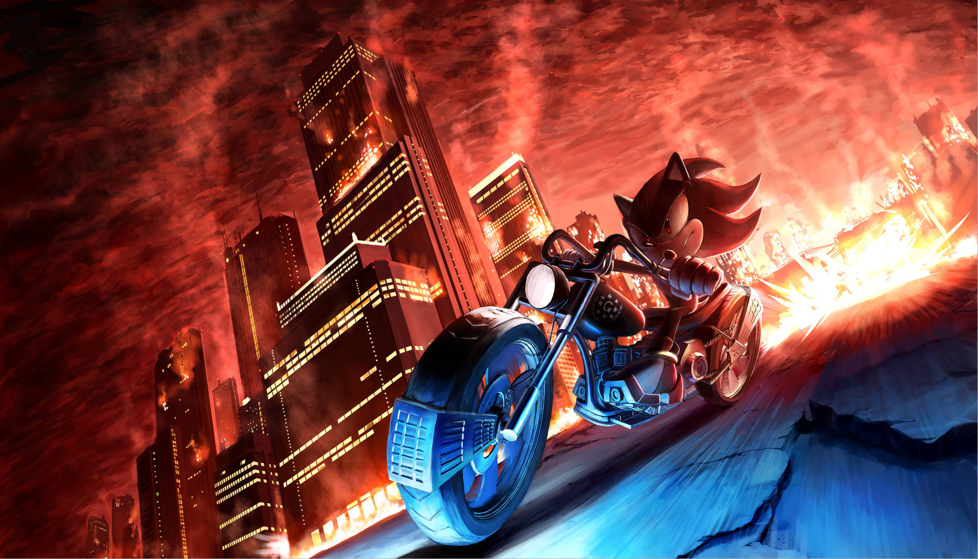 Evil Sonic The Hedgehog Riding A Motorcycle