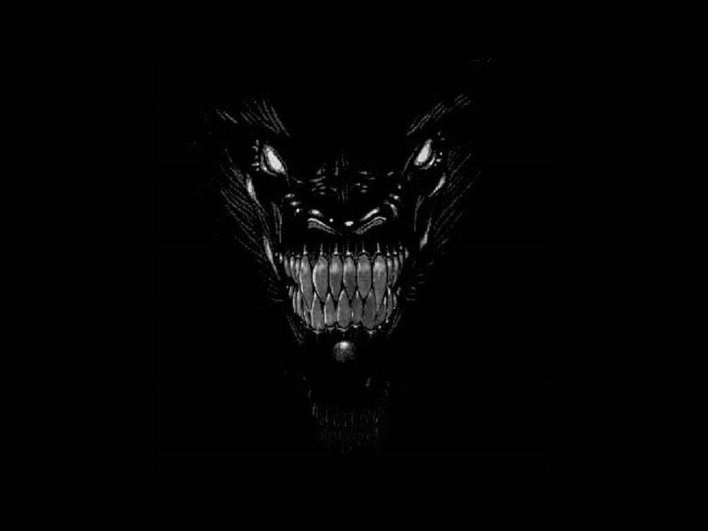 Evil White Eyes Grinning Monster Background