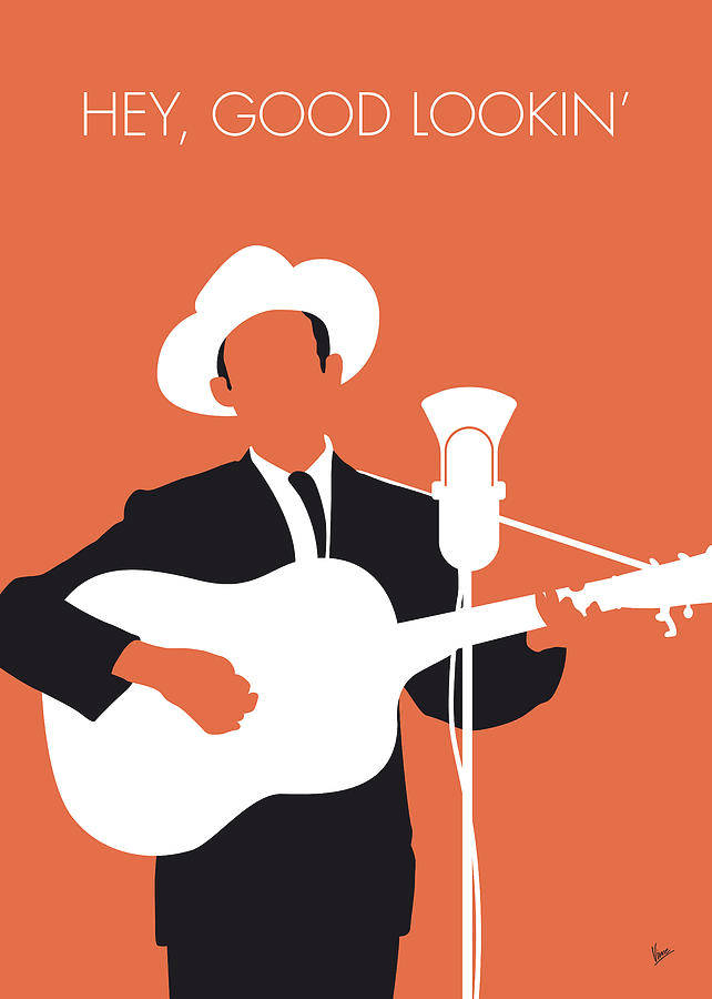 Evocative Digital Art Poster Featuring The Iconic Hank Williams Background