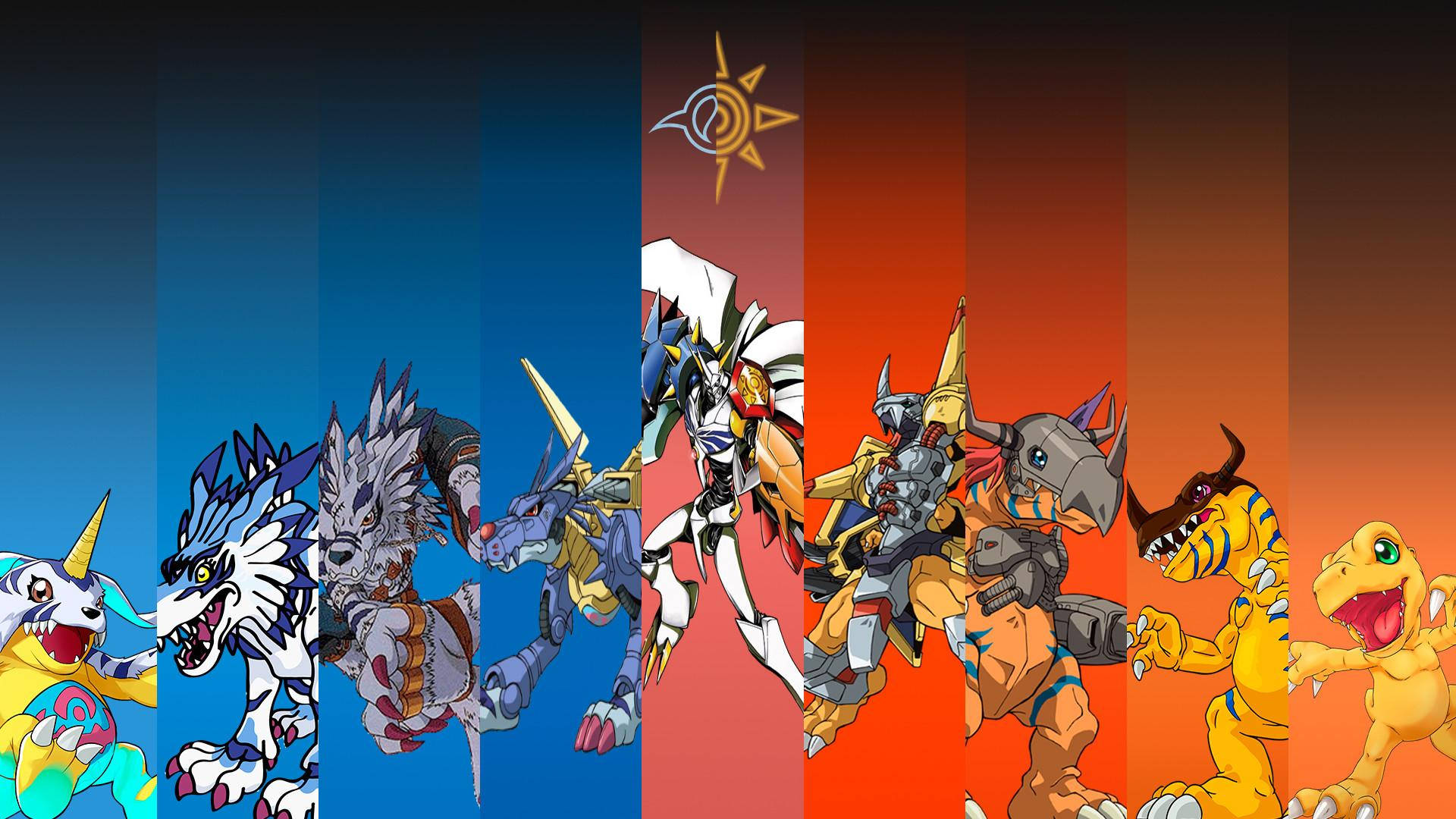 Evolution Agumon And Gabumon Digimon Background