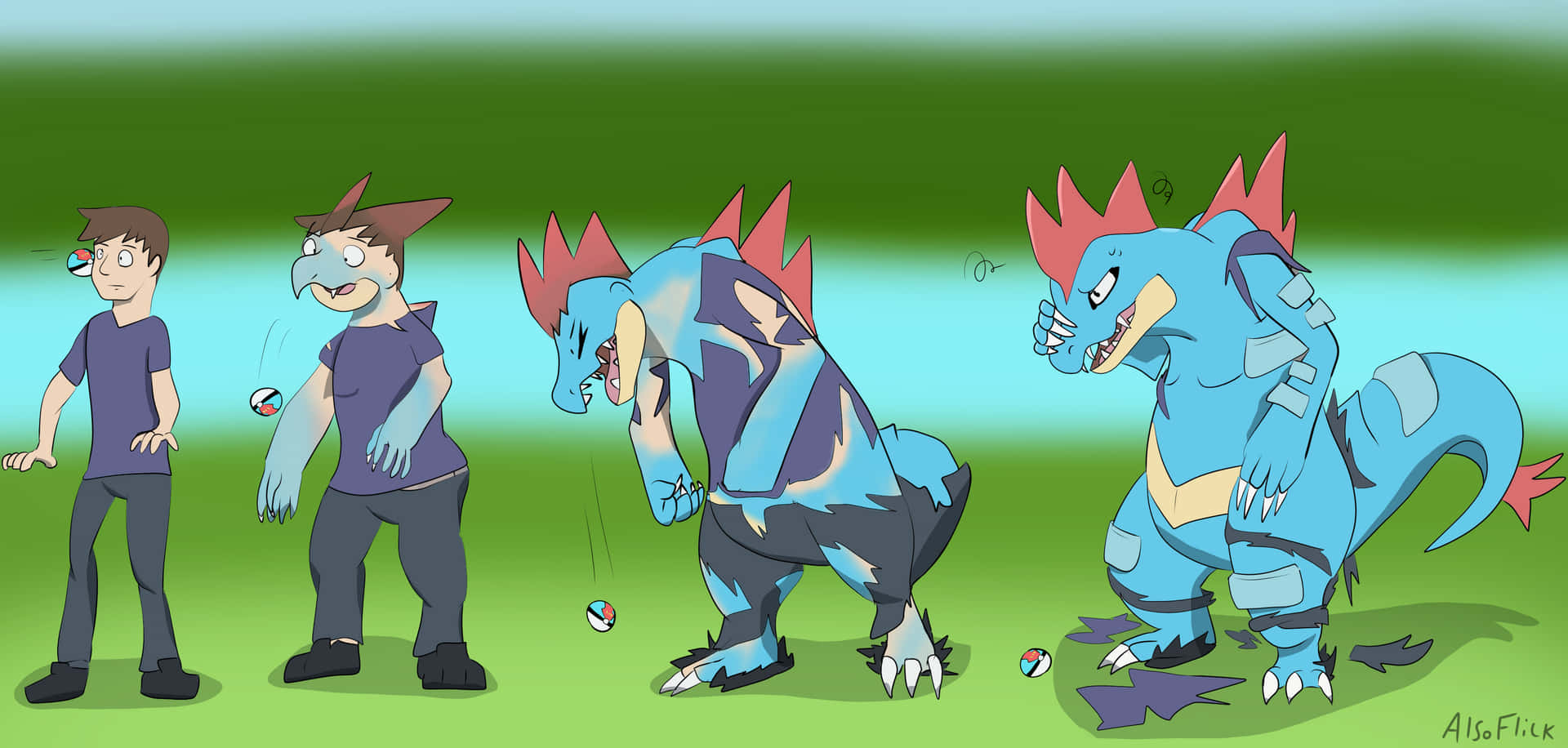Evolution Of Man To Feraligatr Background