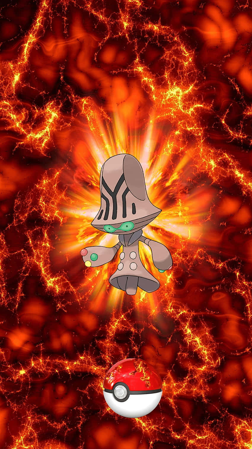 Evolved Elgyem Blazing In Red Background