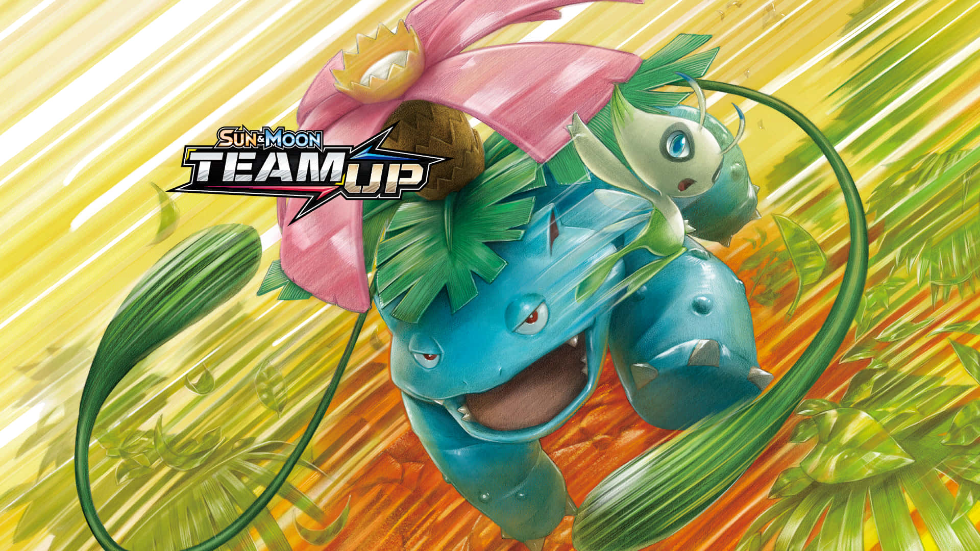 Evolved Ivysaur With Full-grown Bud Background