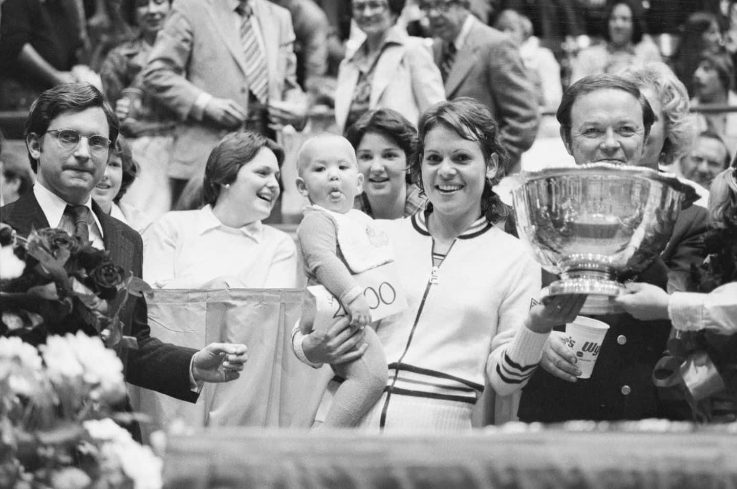 Evonne Goolagong Cawley Receiving Trophy Background