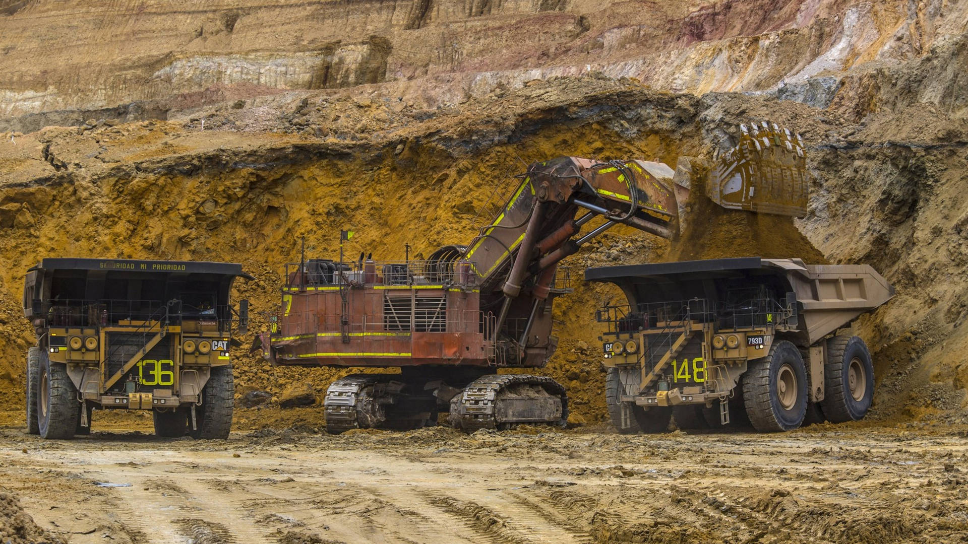 Excavators In Yanacocha Goldmines, Peru Background