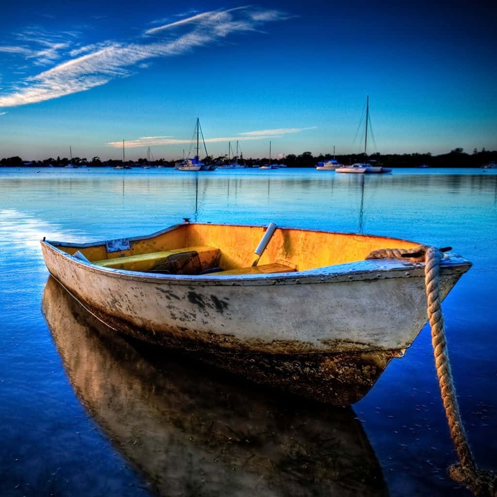 Exceptional Boat On A Beautiful Lake Background