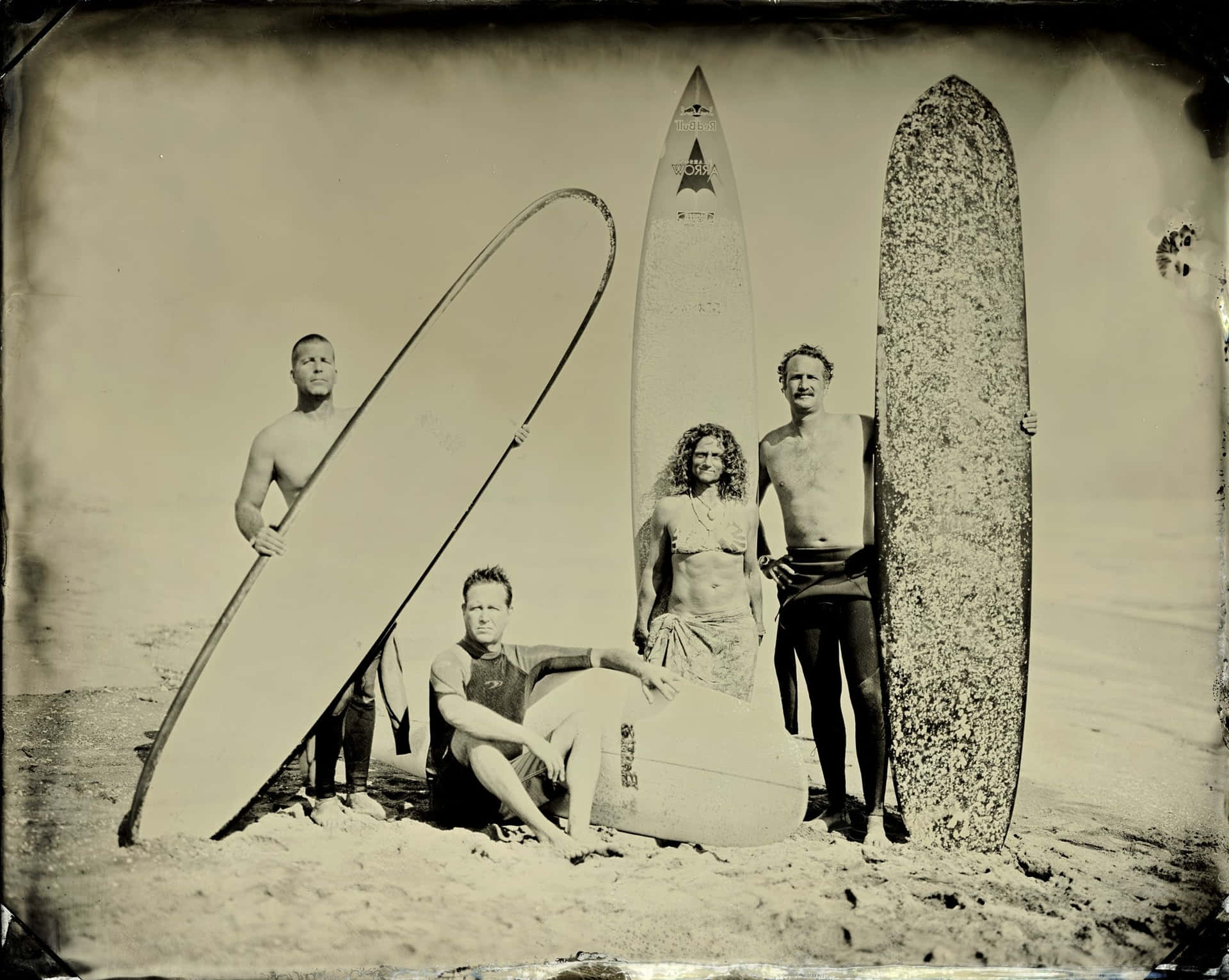 Exceptional Vintage Surf Group Portrait Background