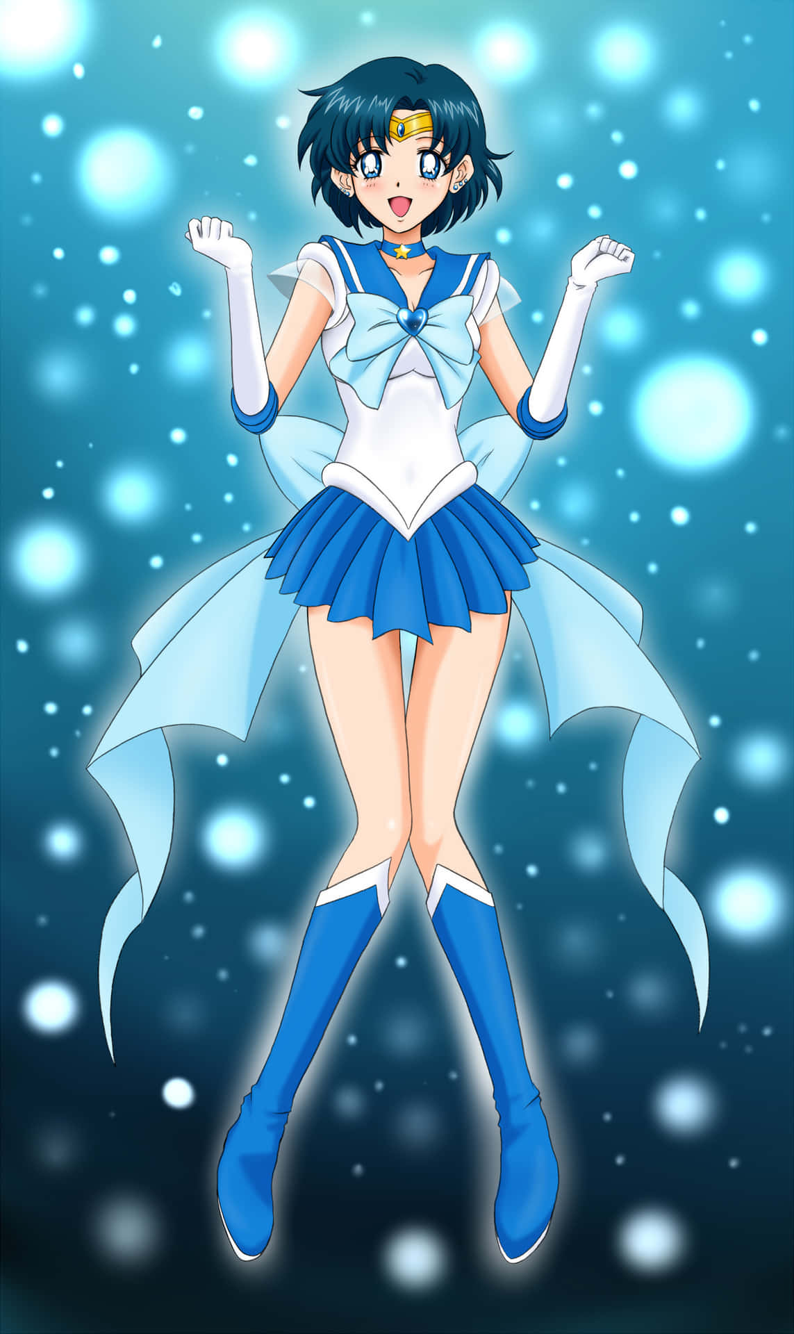 Excited And Cheerful Sailor Mercury Background