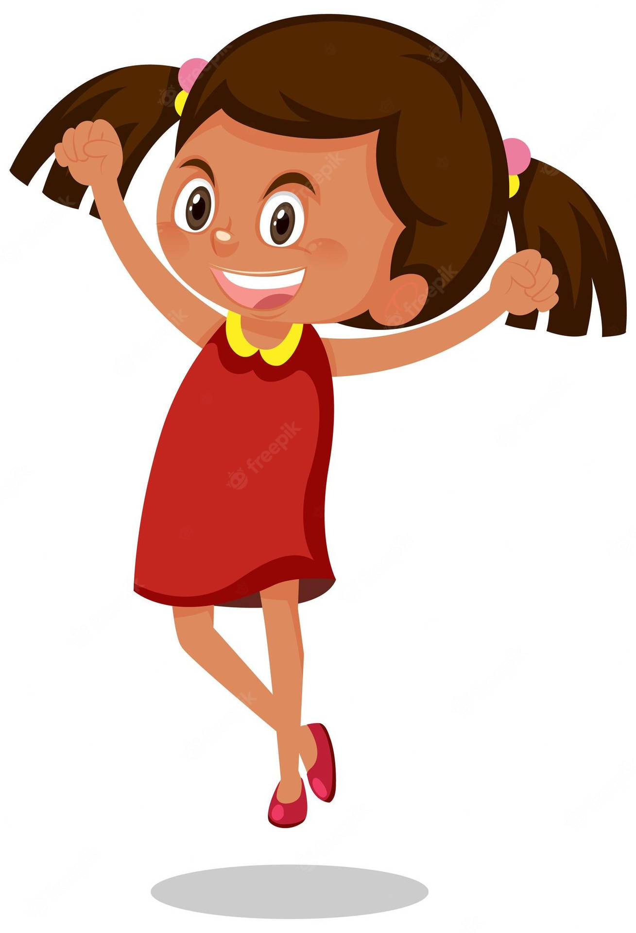 Excited Child With Hands Raised Background