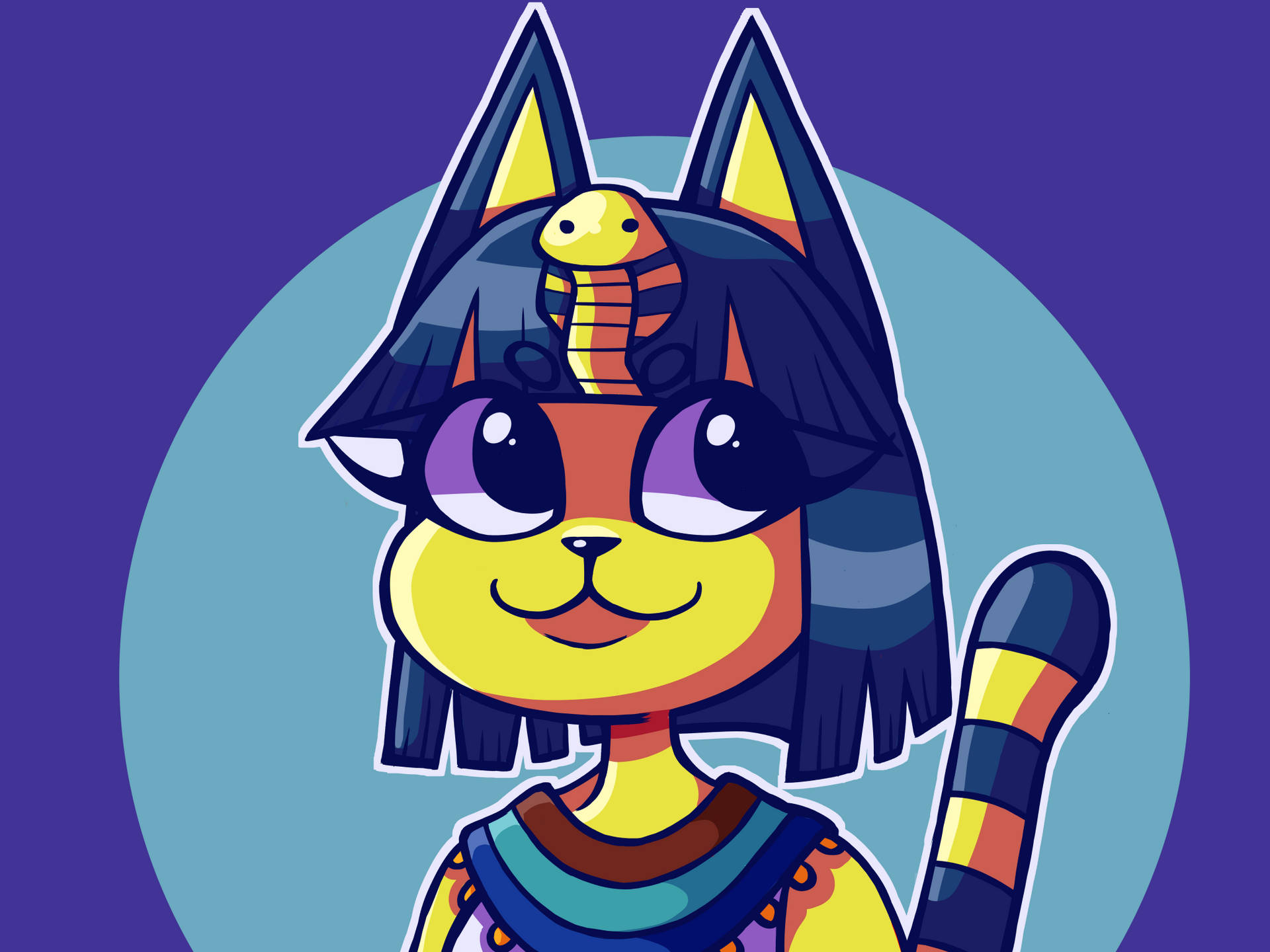 Excited Egyptian Ankha Animal Crossing Background