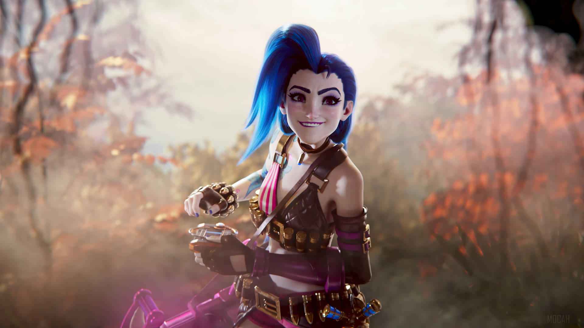 Excited Jinx In The Forest Background
