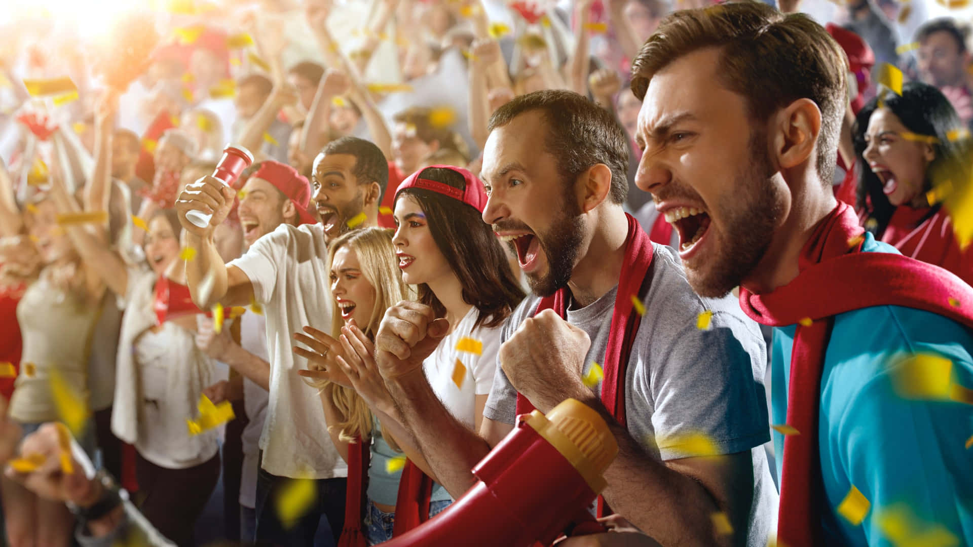 Excited Sports Fans Celebrating Background