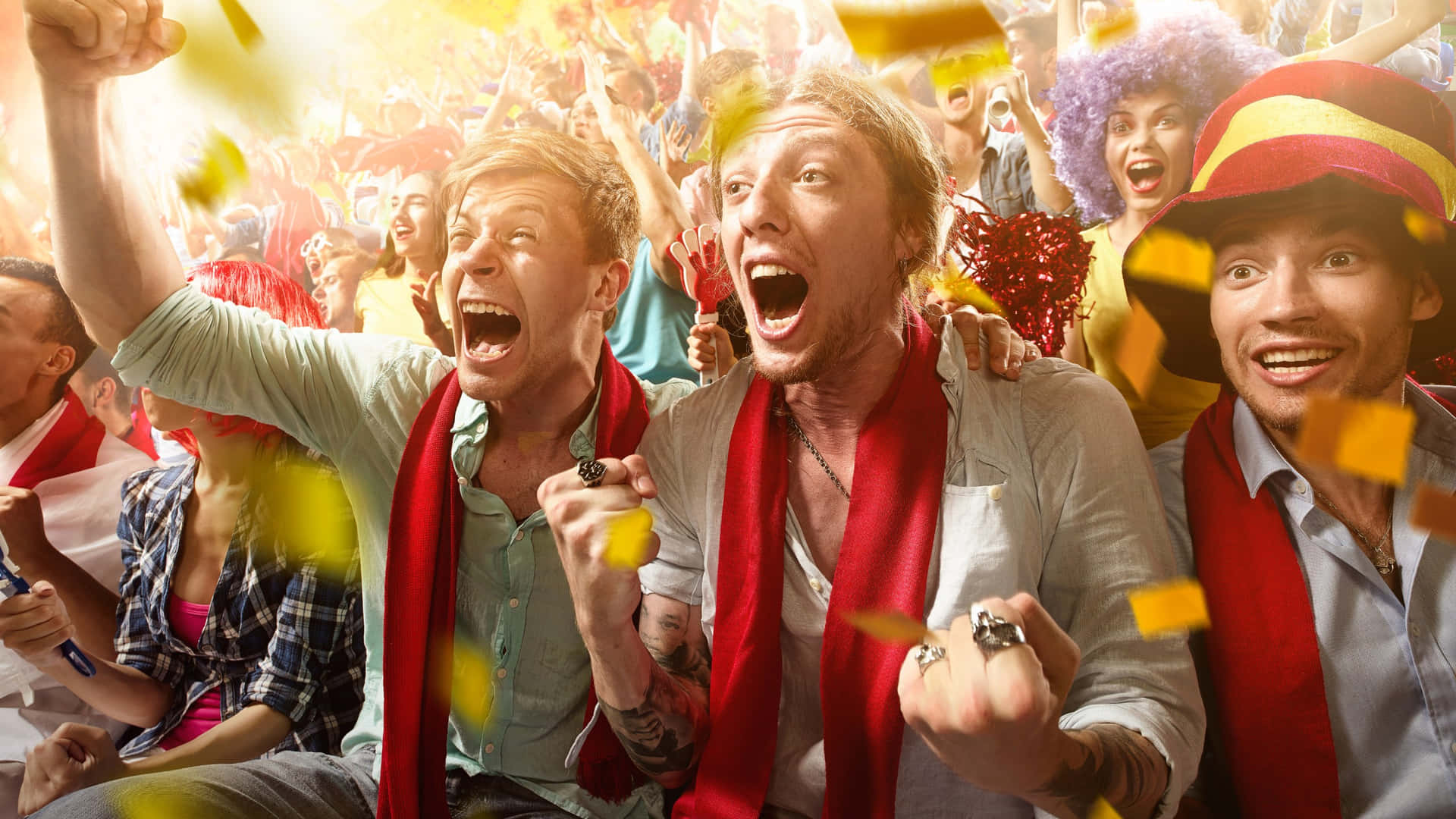 Excited Sports Fans Celebrating Background