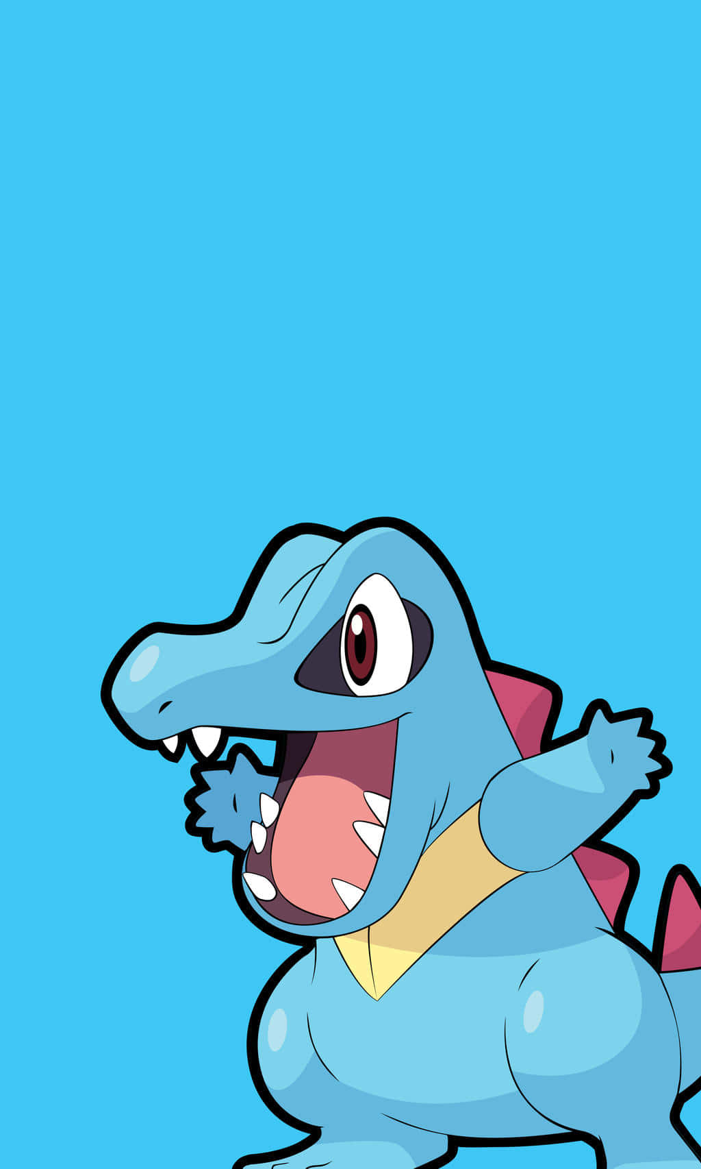 Excited Totodile In Bright Blue Background Background