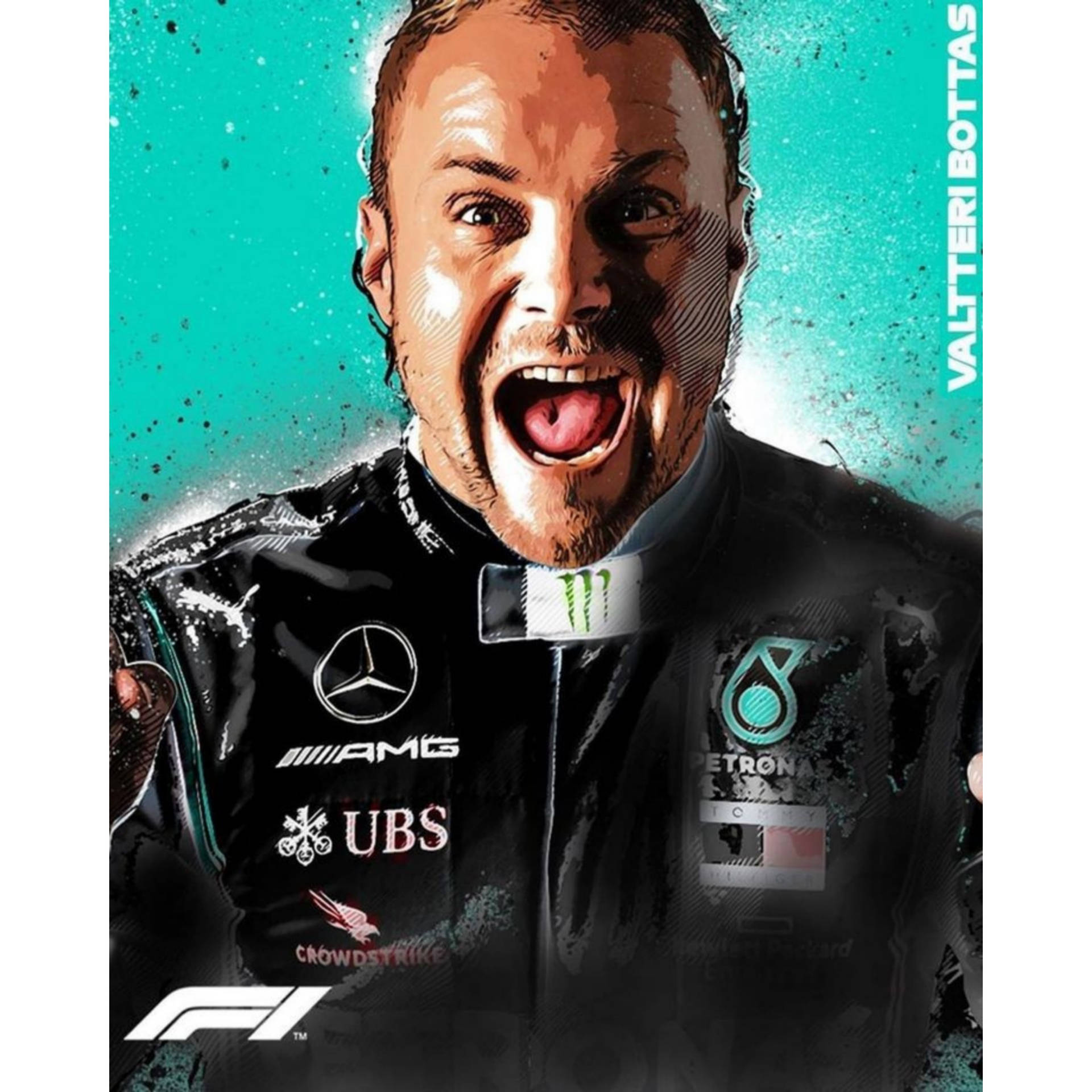 Excited Valtteri Bottas Background