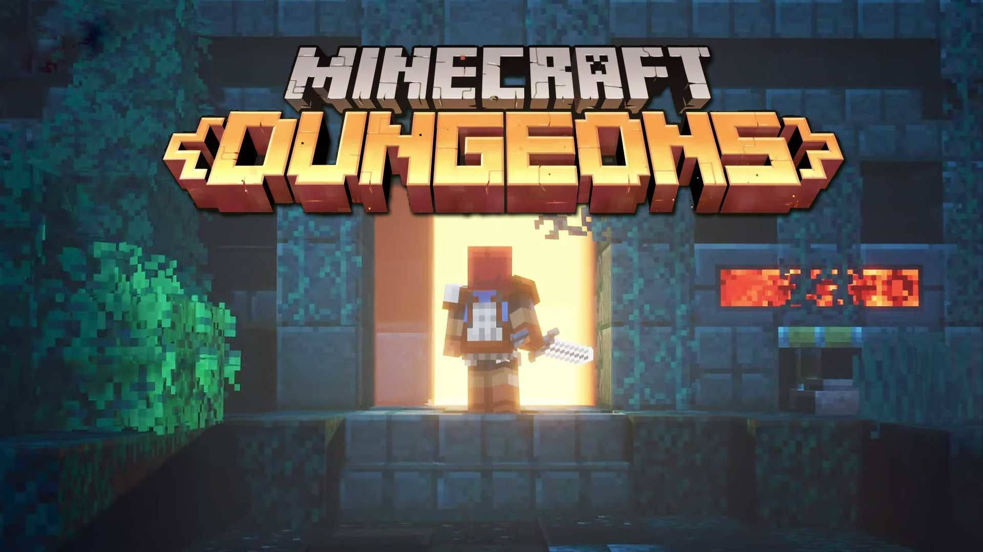 Exciting Adventure In Minecraft Dungeons Background