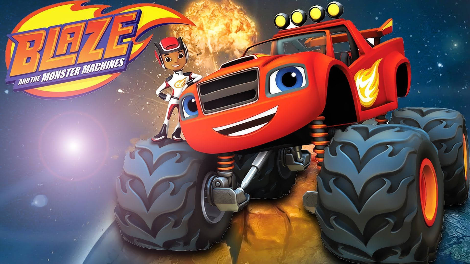 Exciting Adventure With Blaze And The Monster Machines In The Galaxy Background