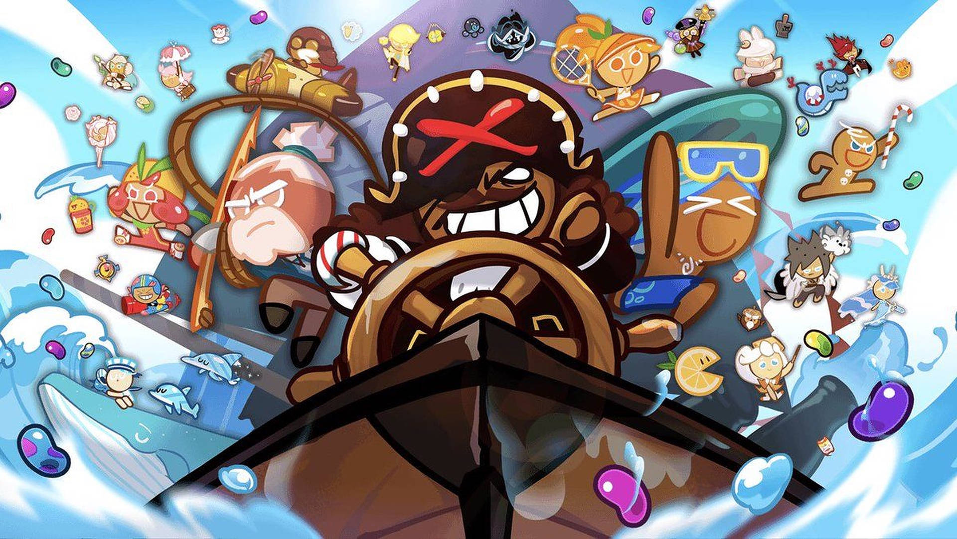 Exciting Adventures In The Cookie Run World With Pirate Ship Background