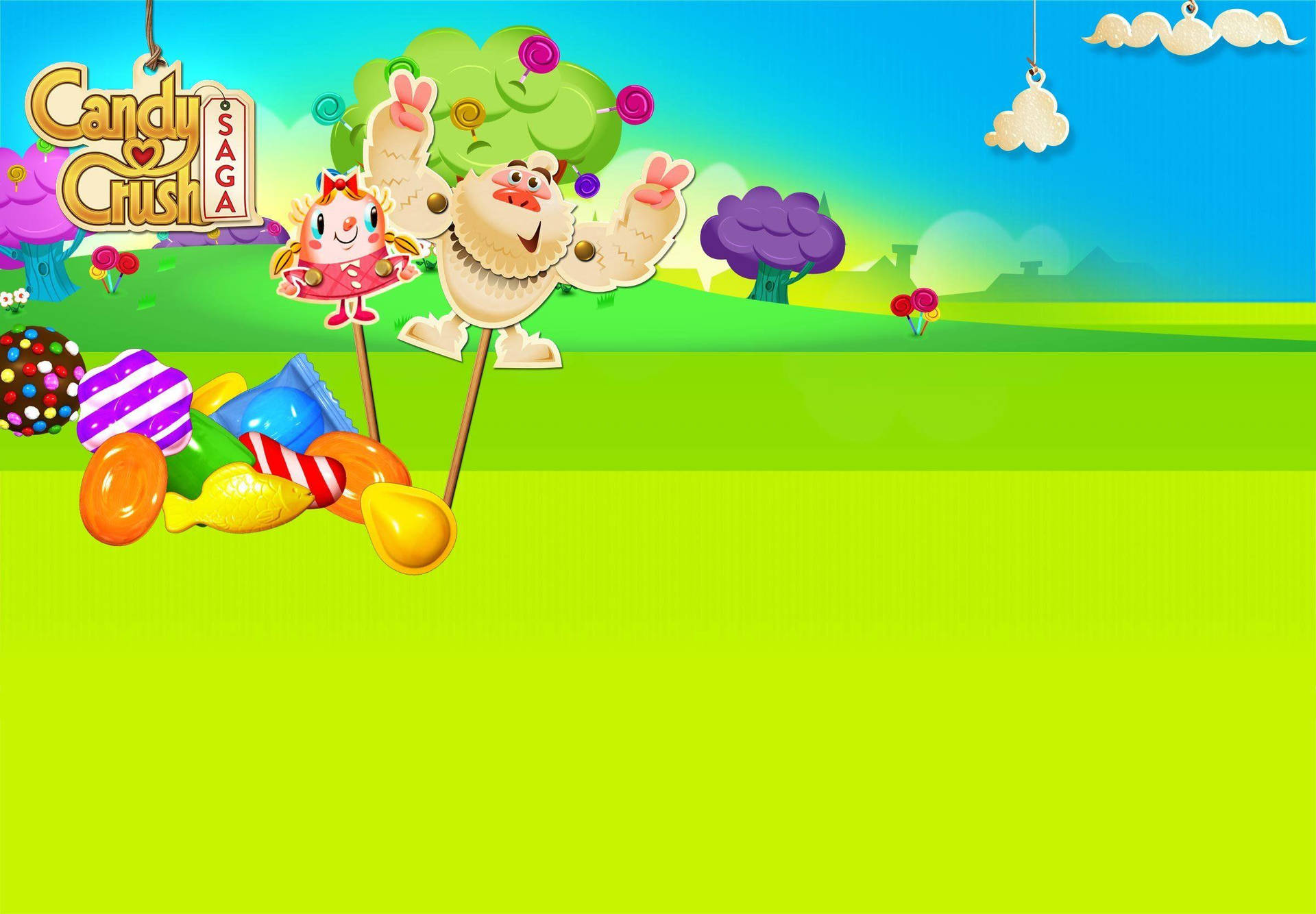 Exciting Adventures With Tiffi And Mr. Yeti In Candy Crush Saga Background