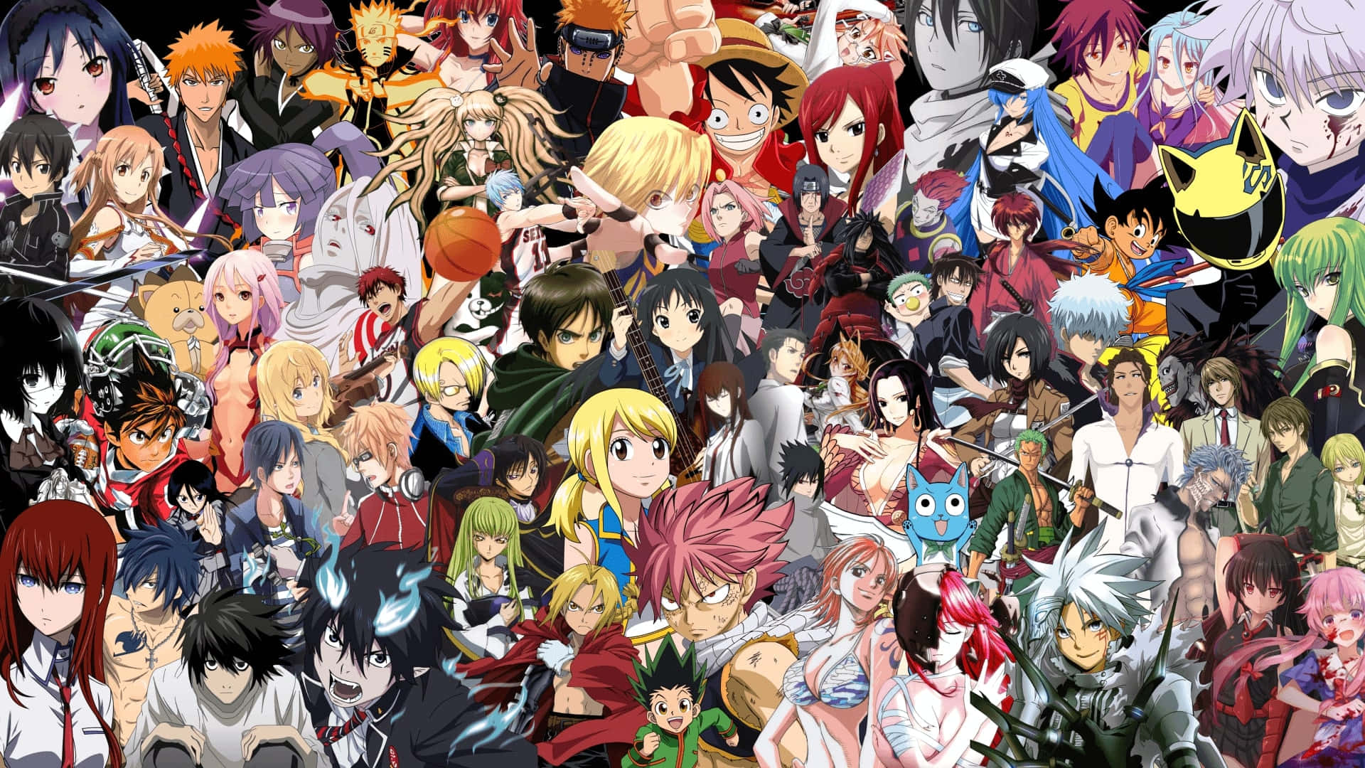 Exciting Anime Collage Showcasing Popular Characters Background