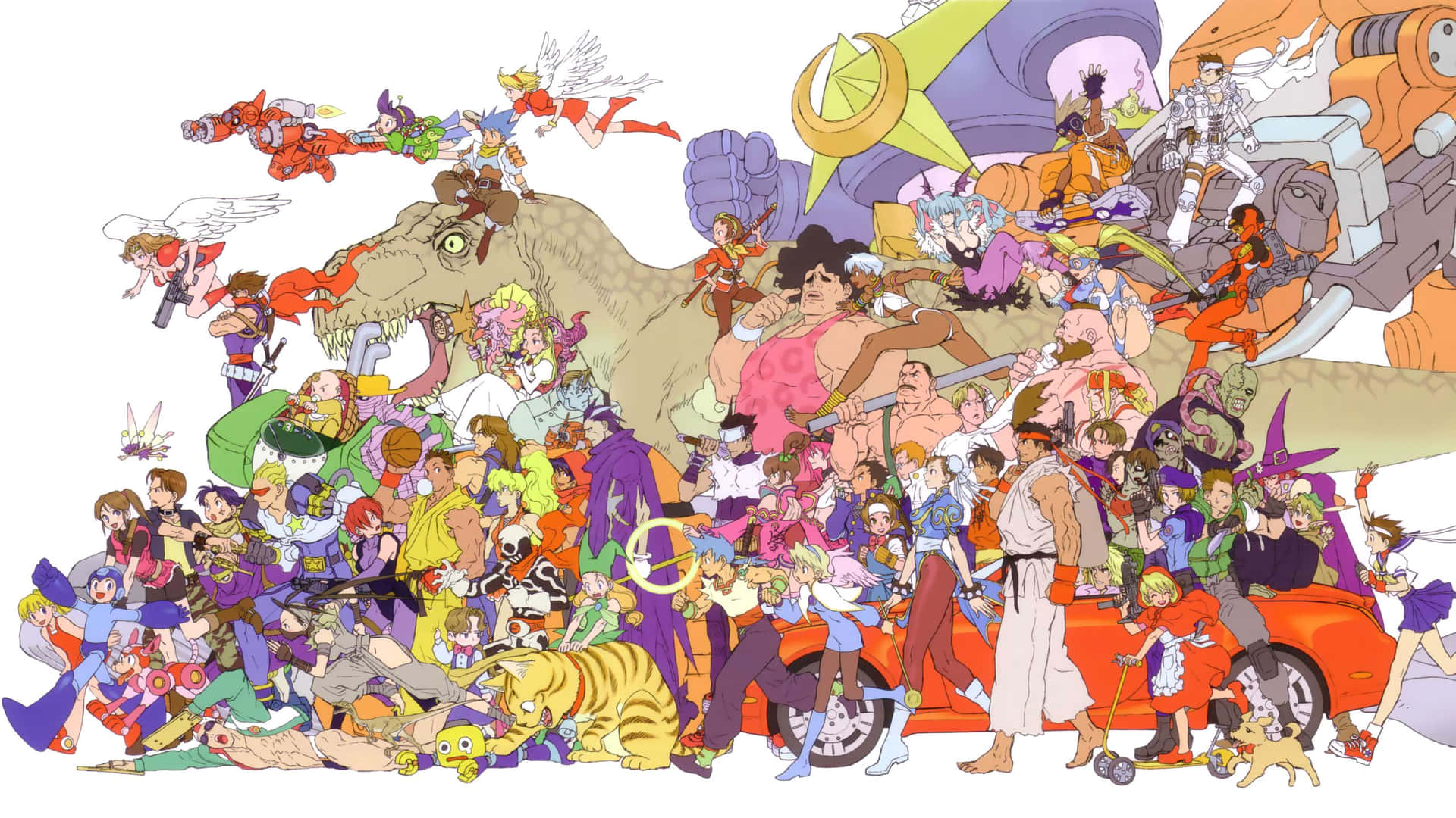 Exciting Anime Collage Showcasing Popular Characters Background