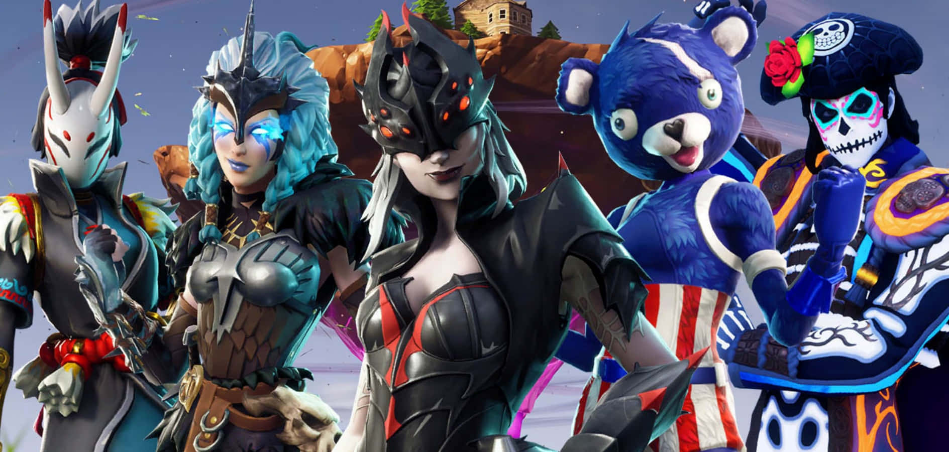 Exciting Fortnite Skins Battle Royale Showdown Background