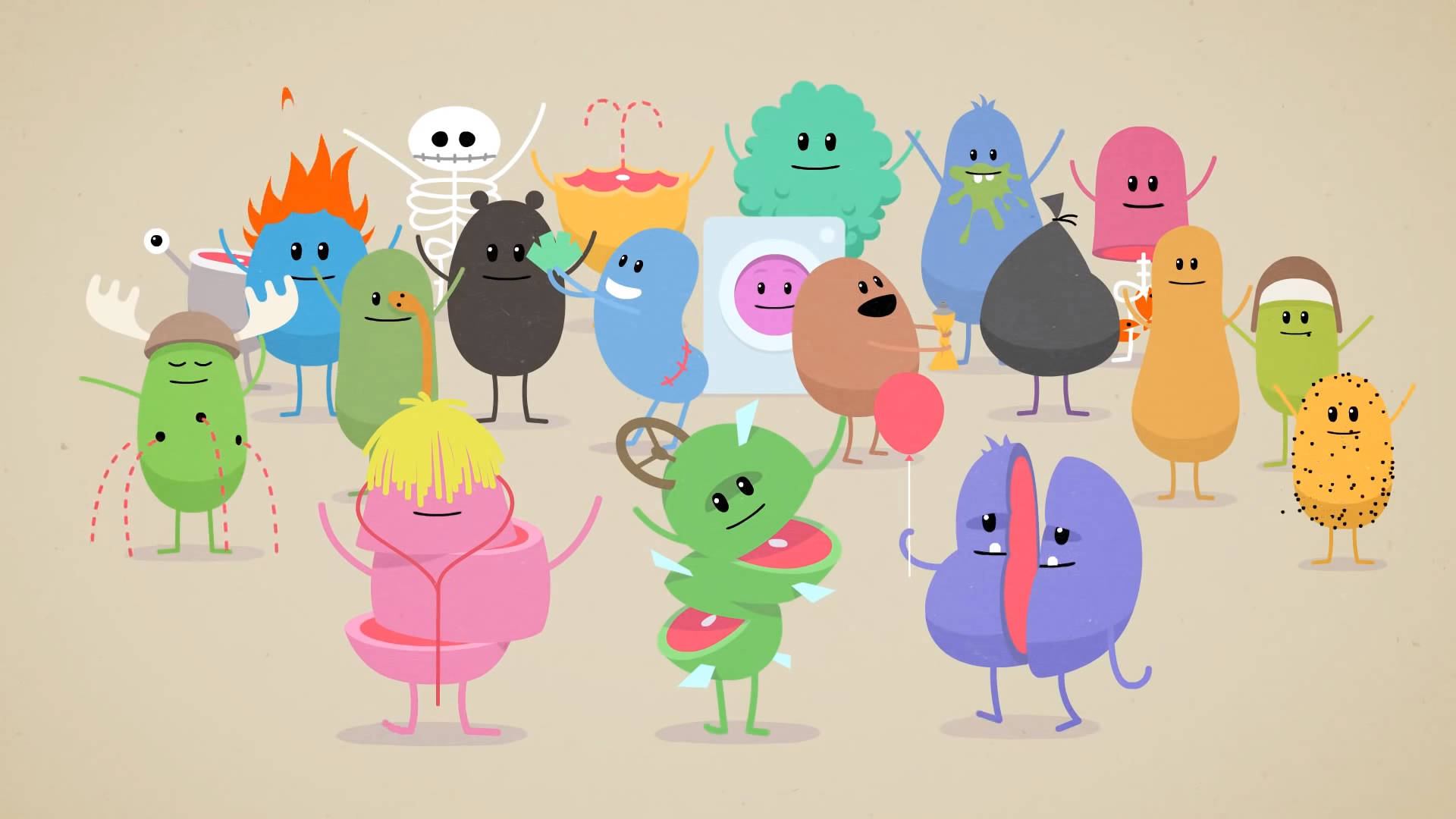 Exciting Group Portrait Of Dumb Ways To Die Characters Background