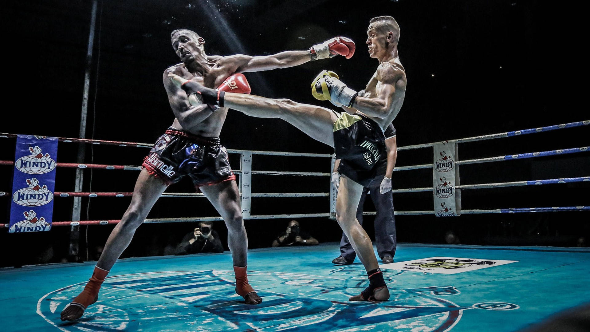 Exciting Moments Captured During An Intense Kickboxing Match