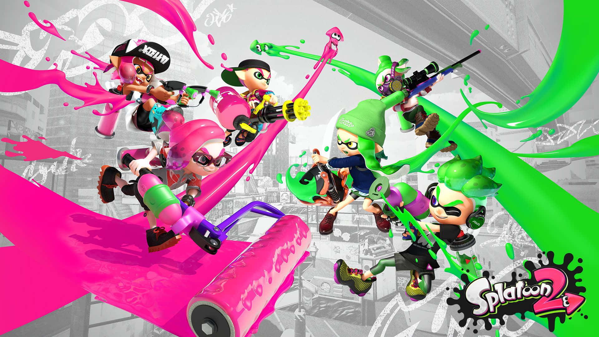 Exciting Splatoon 2 Battle Scene Background