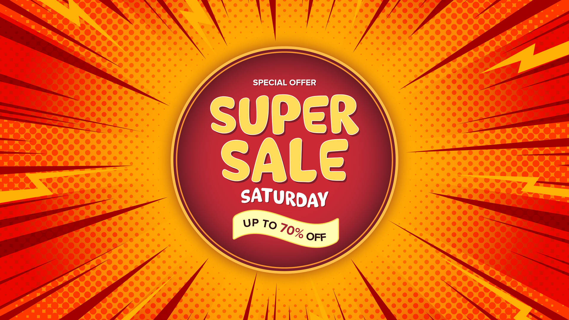 Exciting Super Saturday Sale In Bold Red And Gold Background