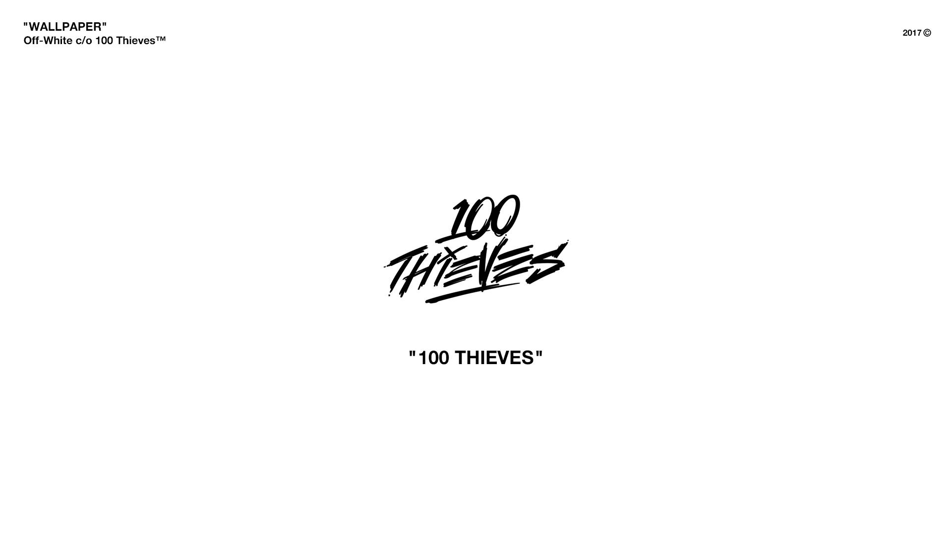 Exclusive Off White Logo On 100 Thieves Background Background