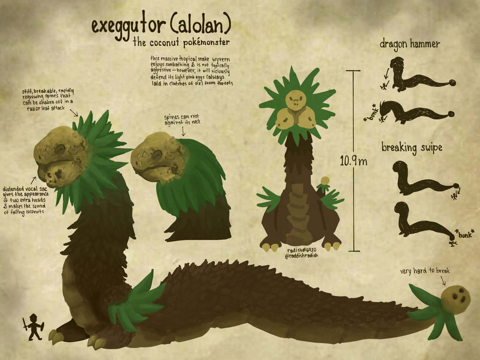 Exeggutor In Ancient Scroll Background