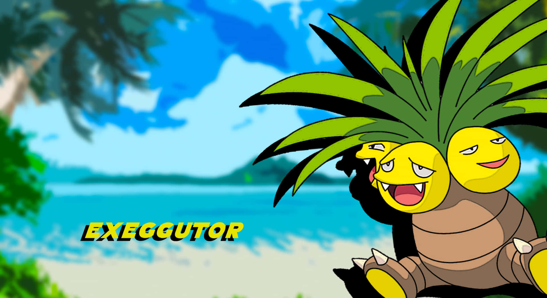 Exeggutor In Blurry Beach Background Background
