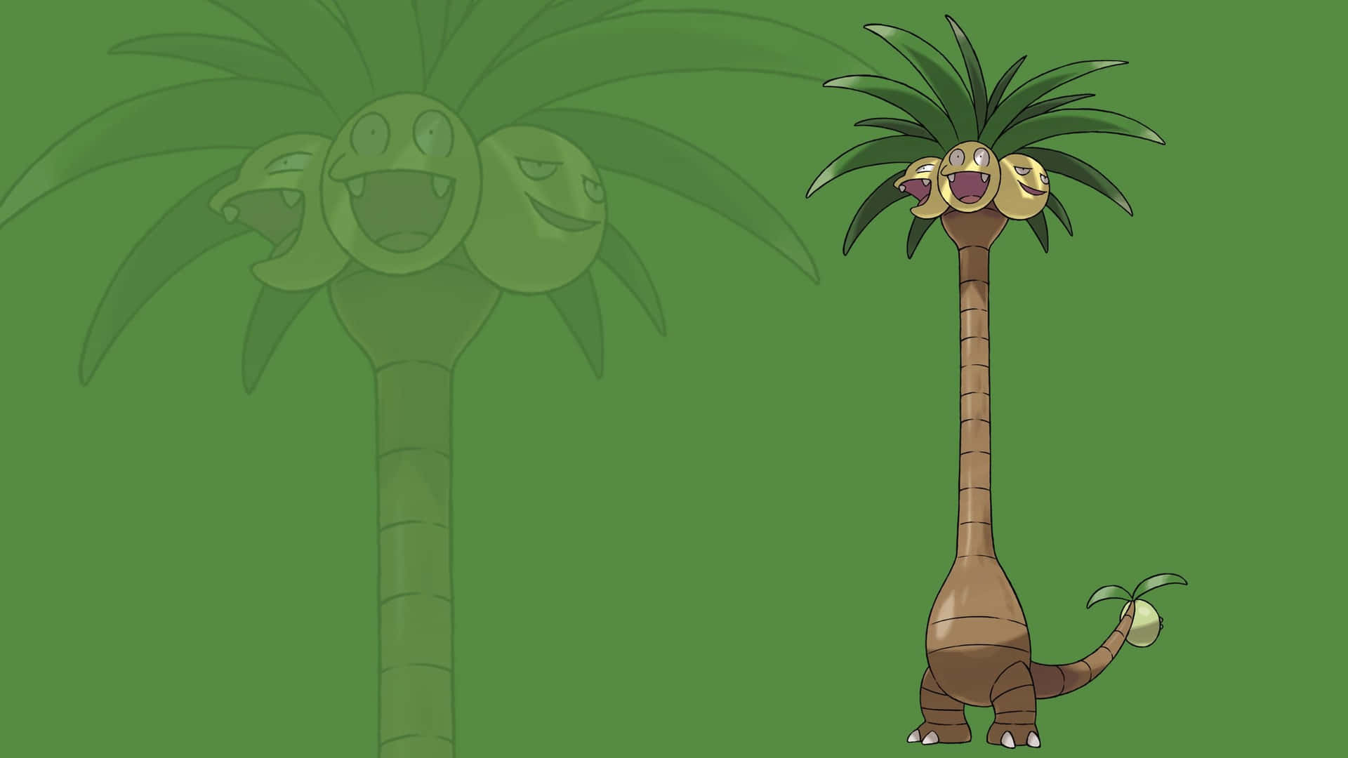 Exeggutor In Green Background With Silhouette Background