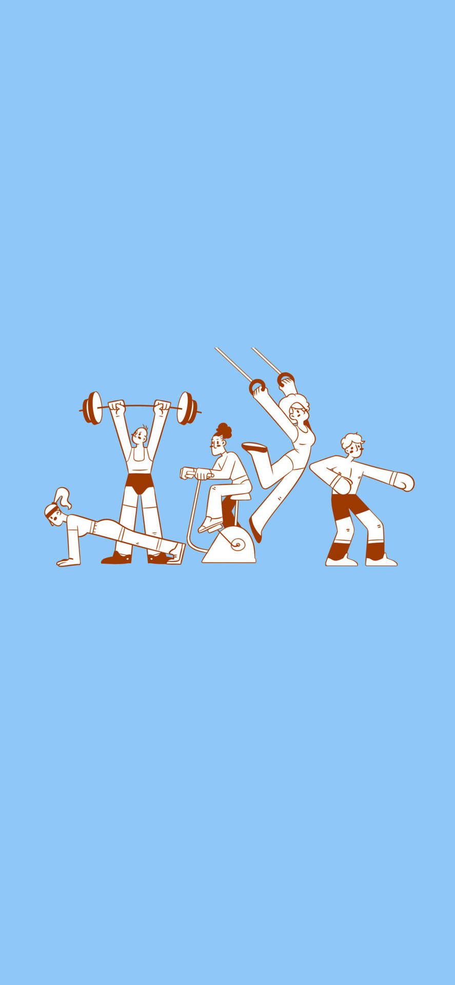 Exercise With Gym Buddies Pastel Blue Background