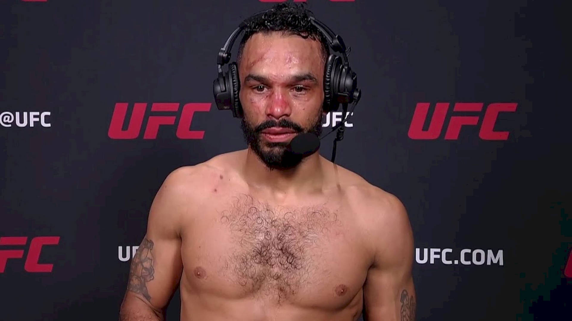 Exhausted Rob Font After A Rigorous Training Session Background