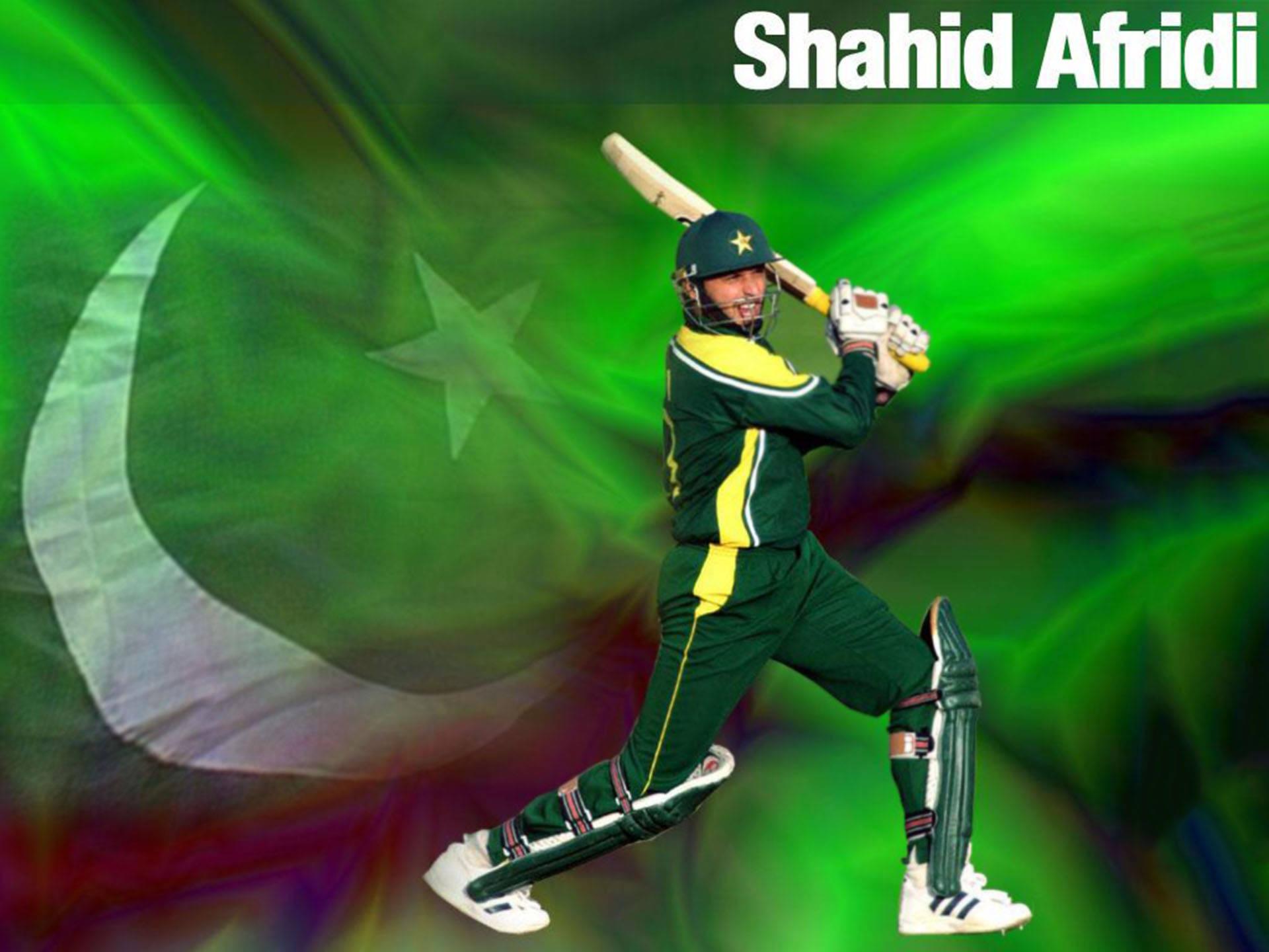 Exhilarating Action Shot Of Legendary Pakistan Cricketer Afridi Background