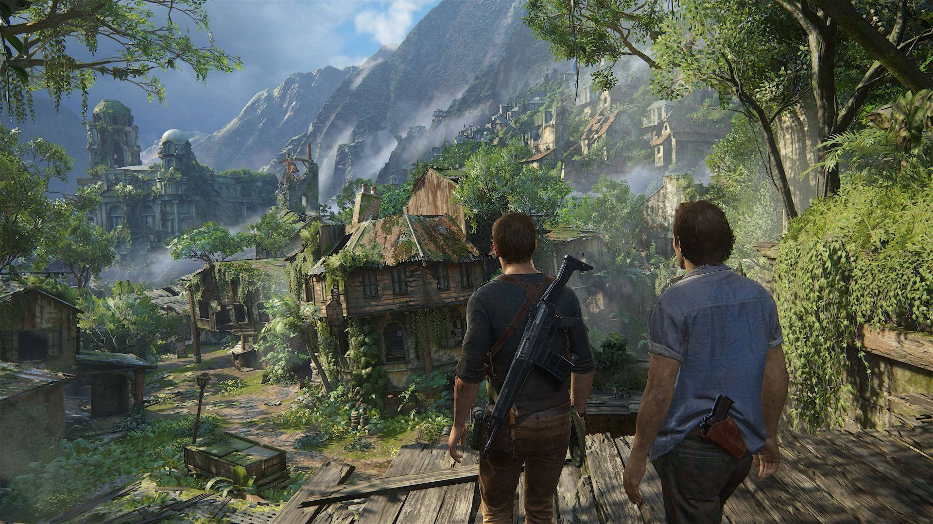 Exhilarating Adventure In Uncharted Game Village Background