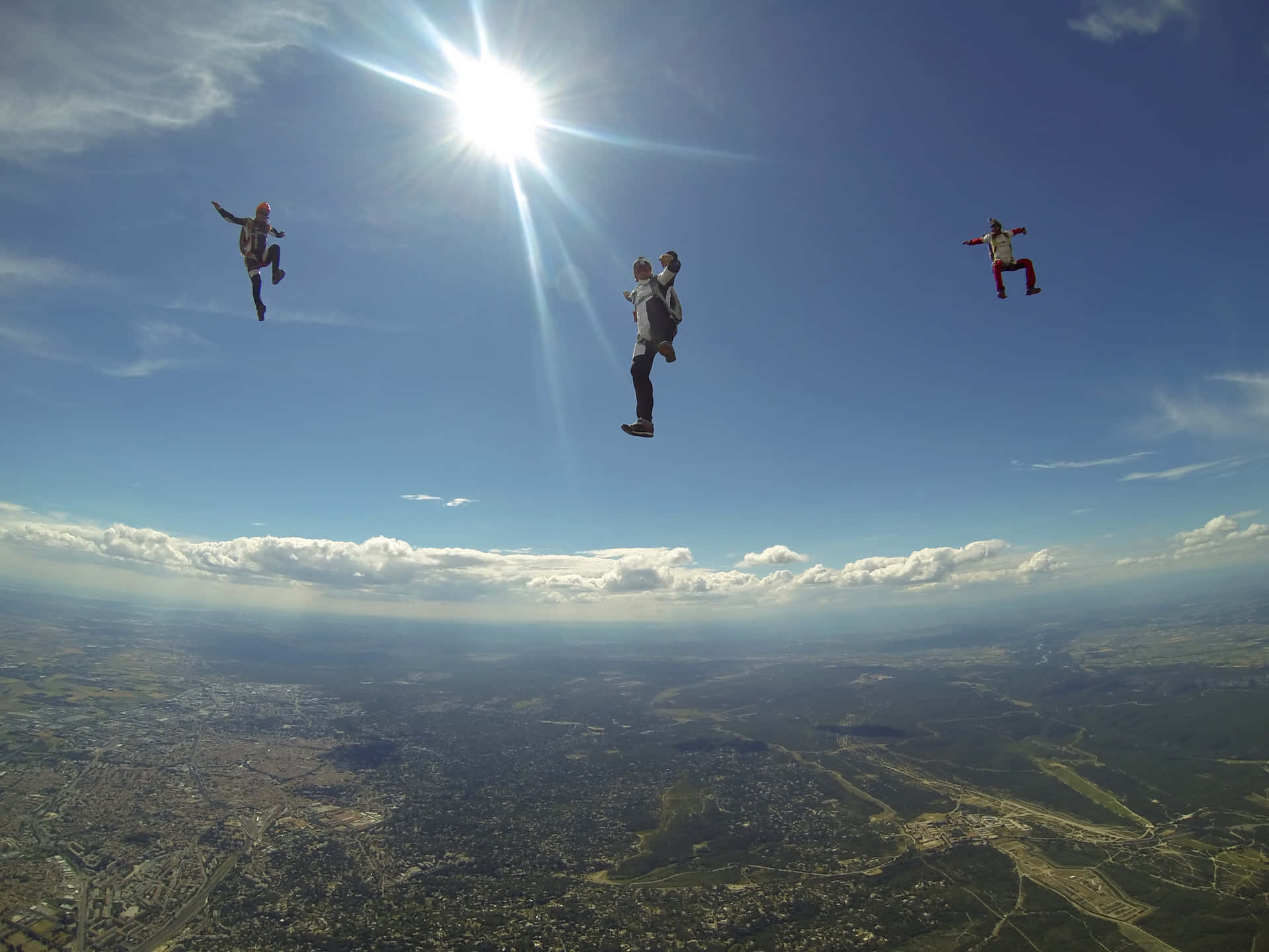 Exhilarating Freefall - Skydiving Adventure Background