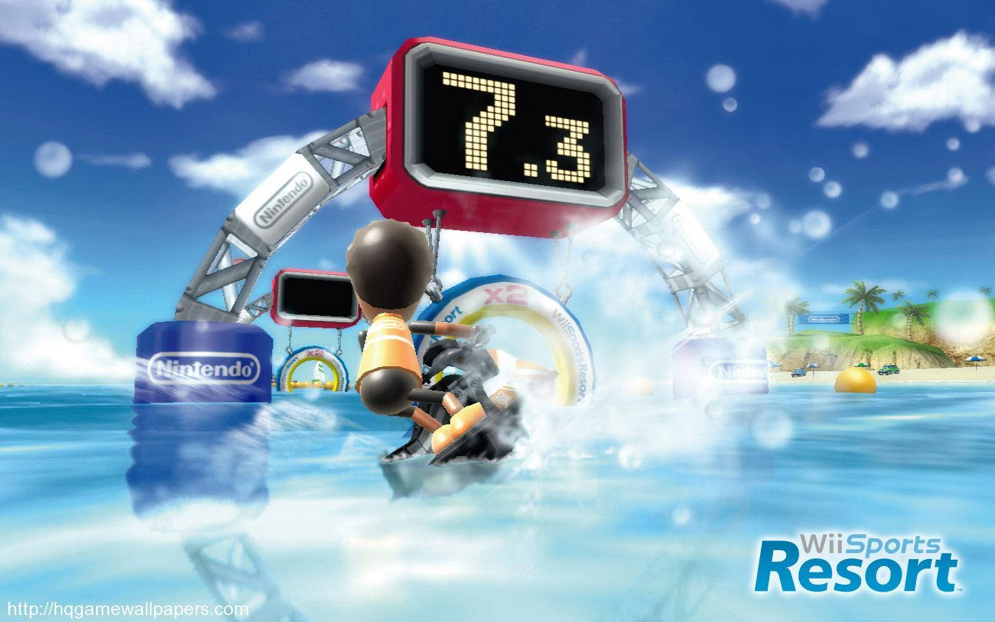 Exhilarating Wakeboarding Scene On Wii Sports Resort Background