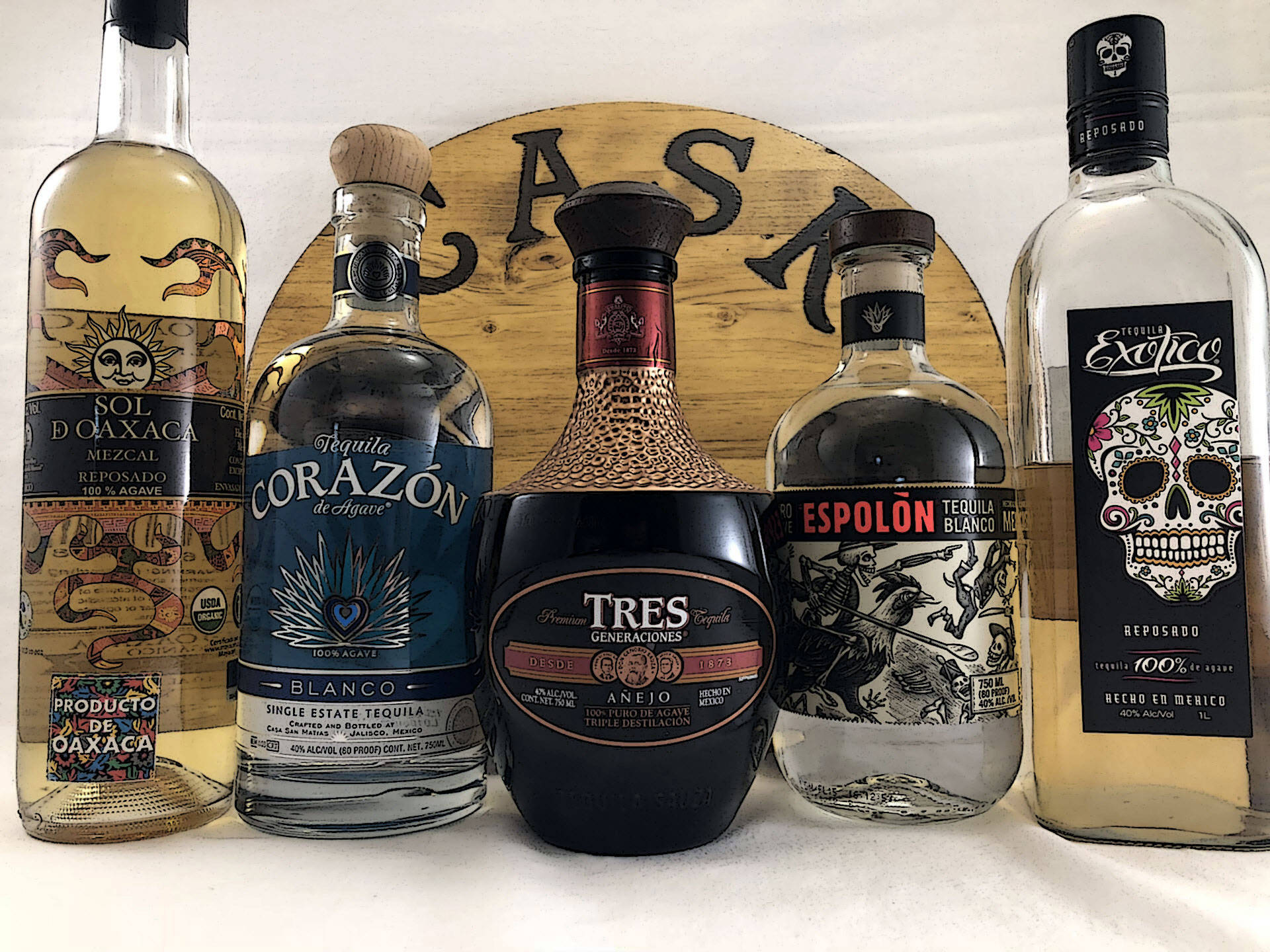 Exotico With Different Tequila Brands Background