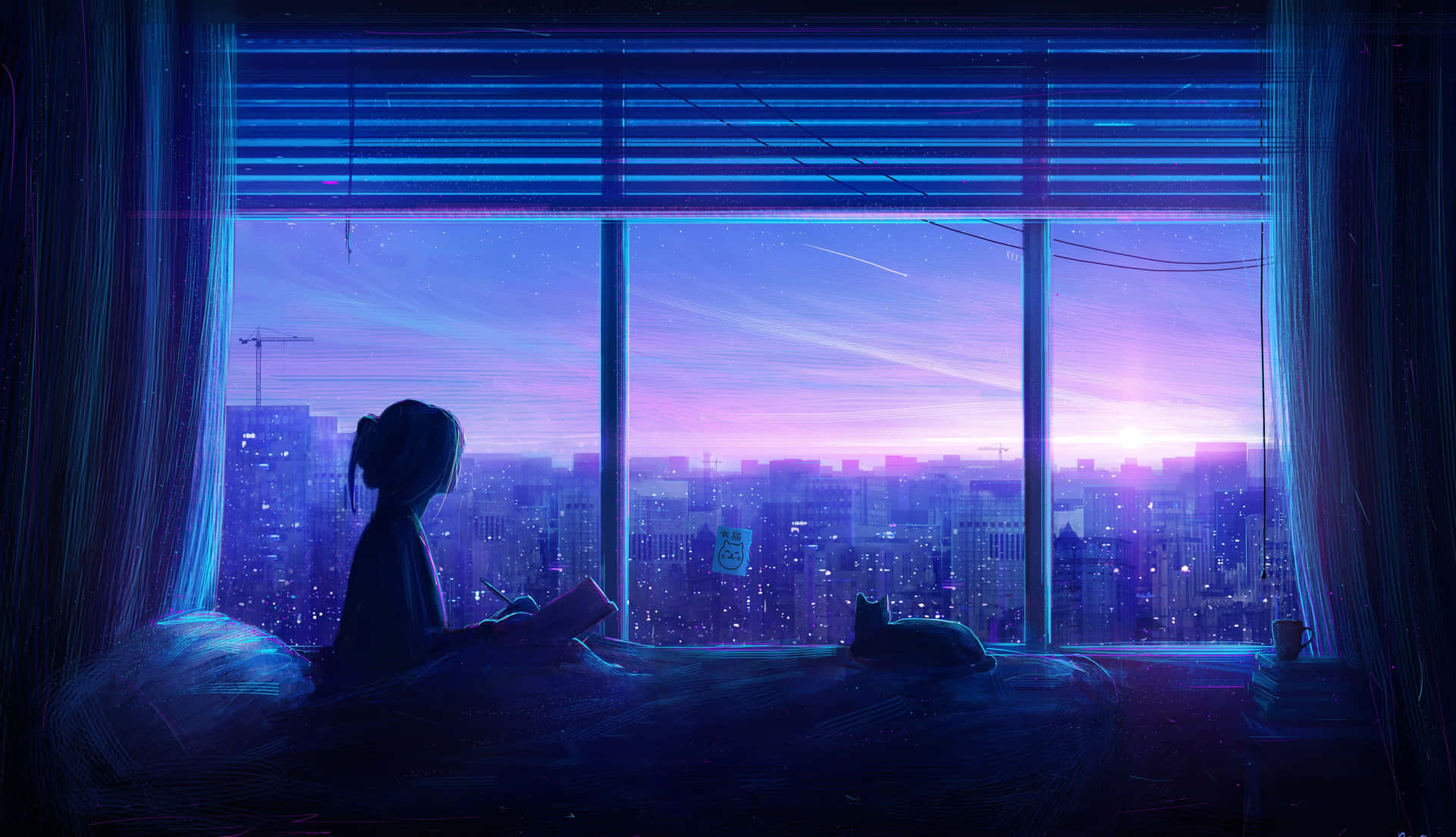 Experience A Blue Anime Aesthetic On Your Desktop Background