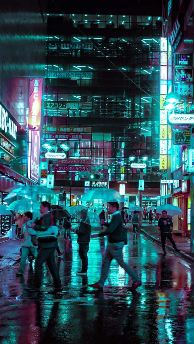 Experience A Futuristic Cyberpunk Cityscape In Japan Background