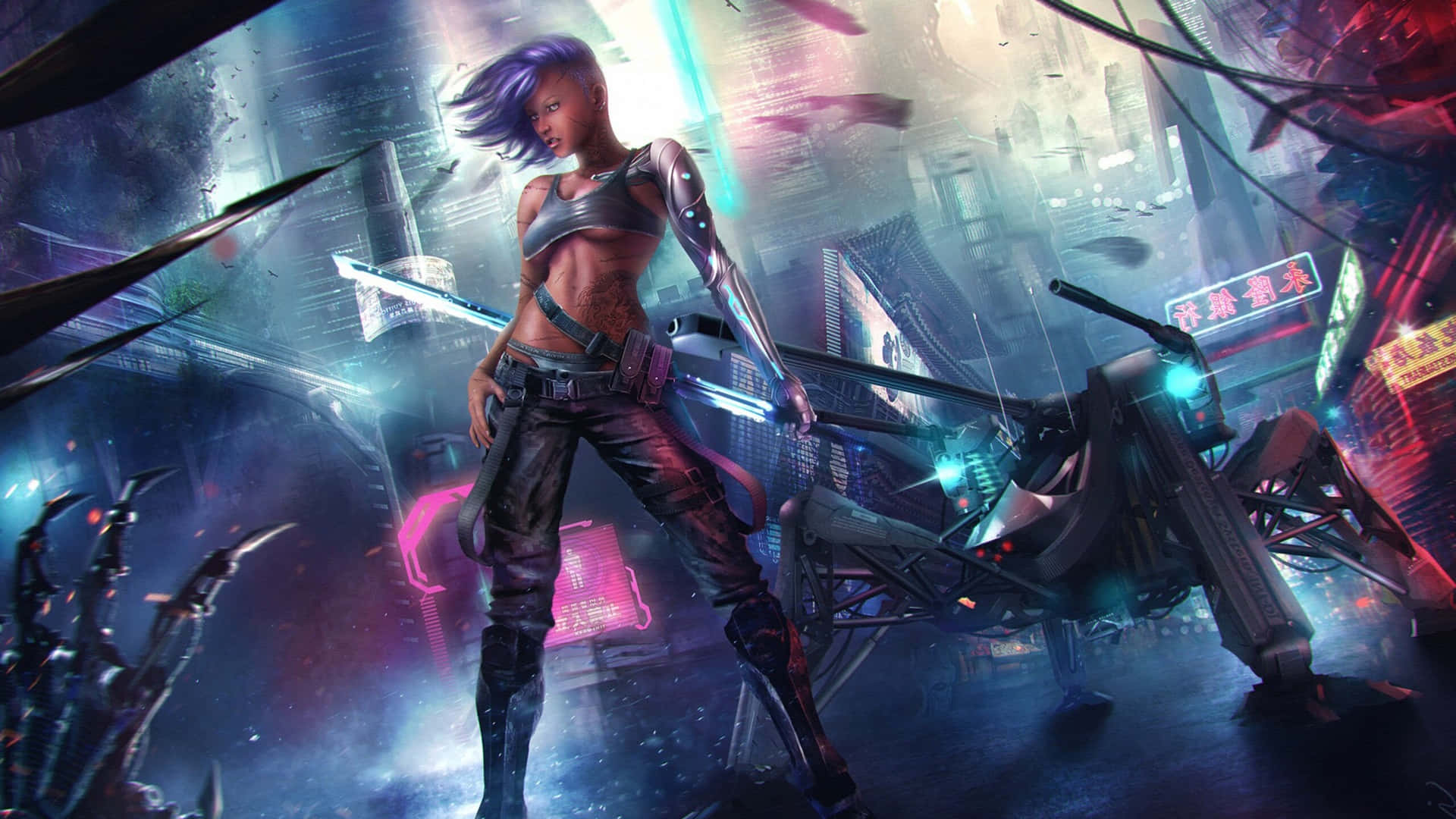“experience A High-tech Adventure In A Cyberpunk World” Background