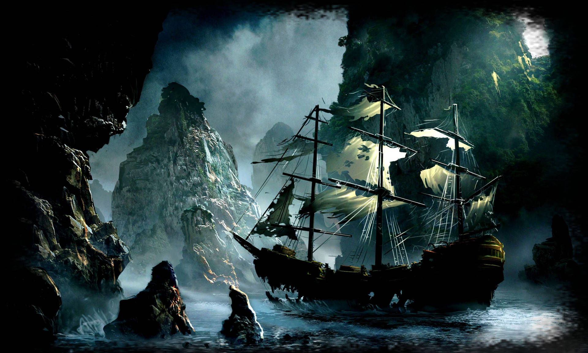 Experience A Pirate Adventure In An Island Paradise Background